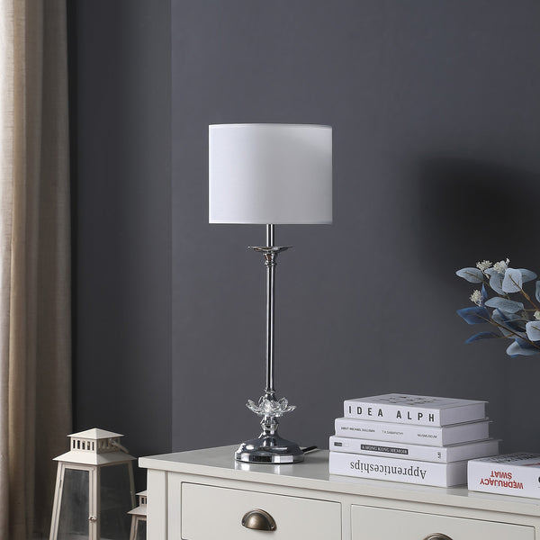 26” Stylish Floral Crystal And Metal Table Lamp