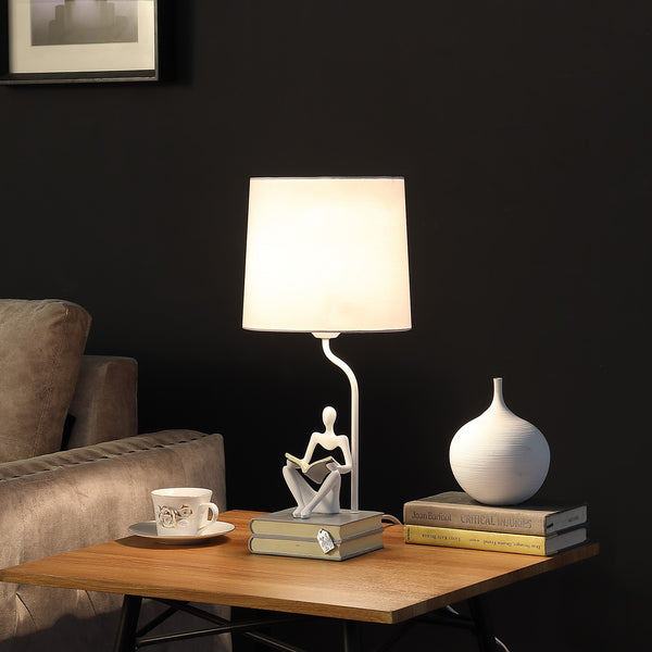 21” Modern White Reader Sculpture Table Lamp