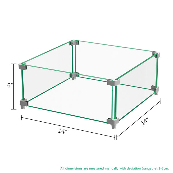 14" Square Glass Fire Pit Flame Protector