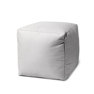 17" Cool Crisp White Solid Color Indoor Outdoor Pouf Ottoman