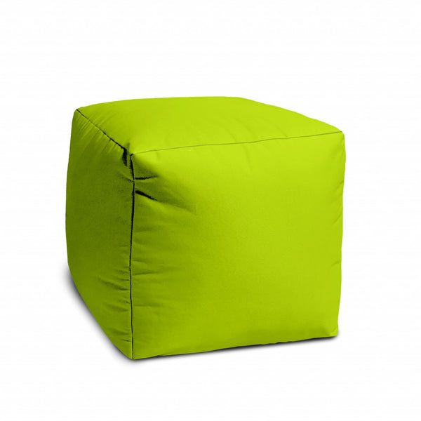 17" Cool Lemongrass Green Solid Color Indoor Outdoor Pouf Ottoman