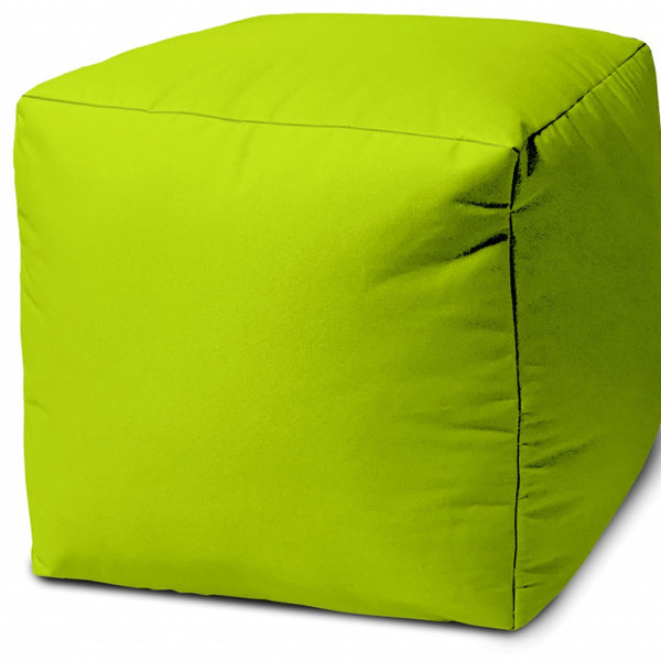 17" Cool Lemongrass Green Solid Color Indoor Outdoor Pouf Ottoman