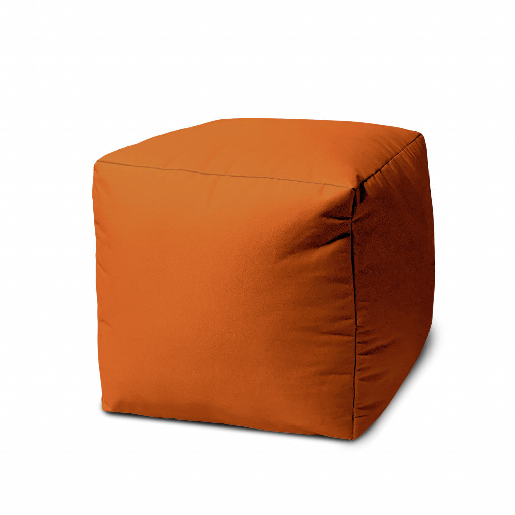 17" Cool Tera Cotta Orange Solid Color Indoor Outdoor Pouf Ottoman