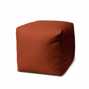 17" Cool Dark Amber Rust Solid Color Indoor Outdoor Pouf Ottoman