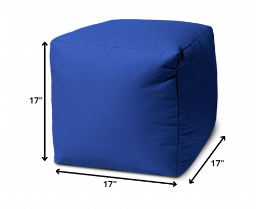 17" Cool Primary Blue Solid Color Indoor Outdoor Pouf Ottoman