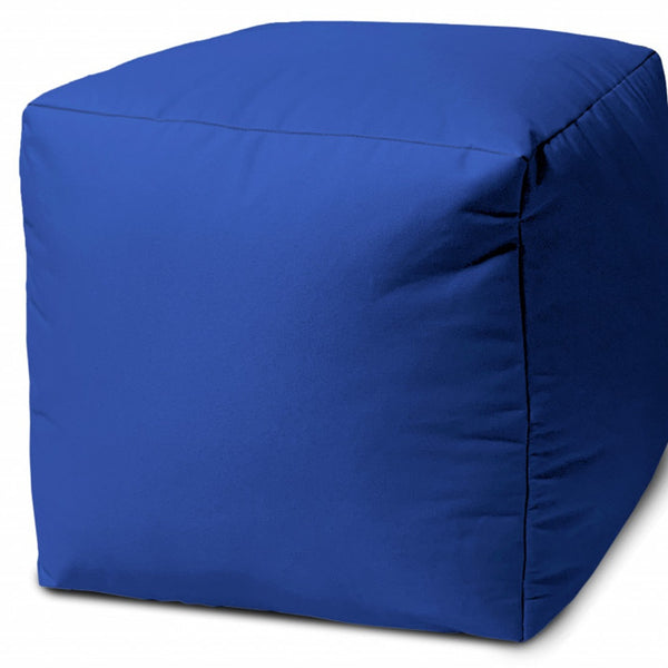 17" Cool Primary Blue Solid Color Indoor Outdoor Pouf Ottoman