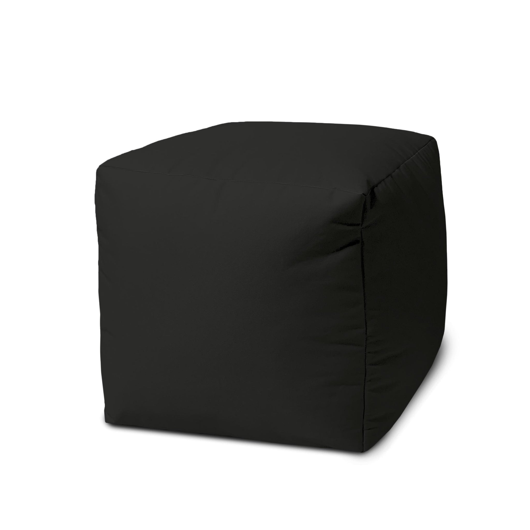 17" Cool Jet Black Solid Color Indoor Outdoor Pouf Ottoman