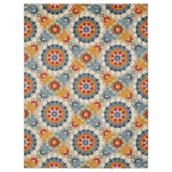 5’ x 7’ Orange Floral Lattice Indoor Outdoor Area Rug