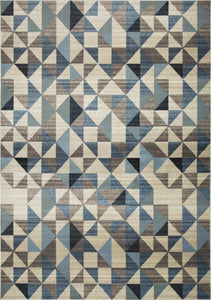 2’ x 8’ Blue Beige Nested Diamonds Modern Runner Rug