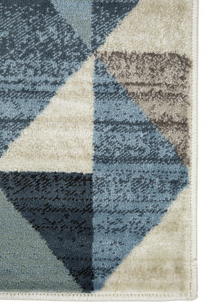 2’ x 8’ Blue Beige Nested Diamonds Modern Runner Rug