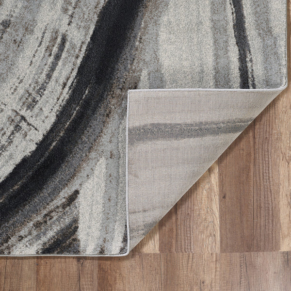 3’ x 5’ Gray Ivory Abstract Strokes Modern Area Rug