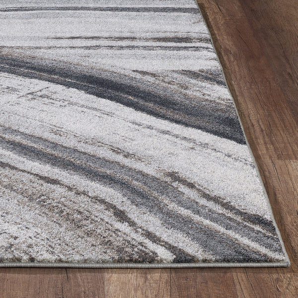 3’ x 5’ Gray Ivory Abstract Strokes Modern Area Rug