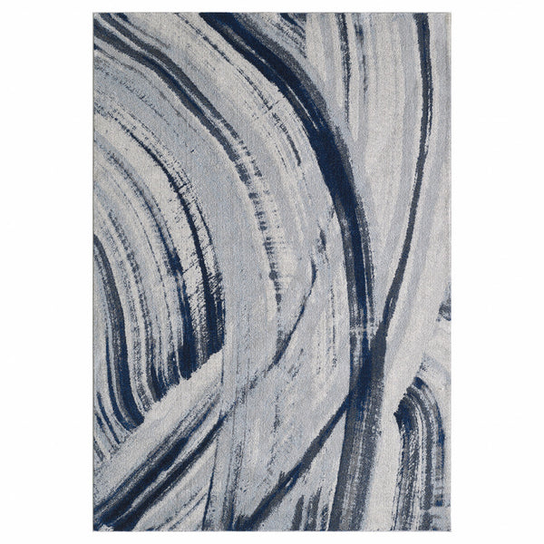 3’ x 5’ Navy Ivory Abstract Strokes Modern Area Rug