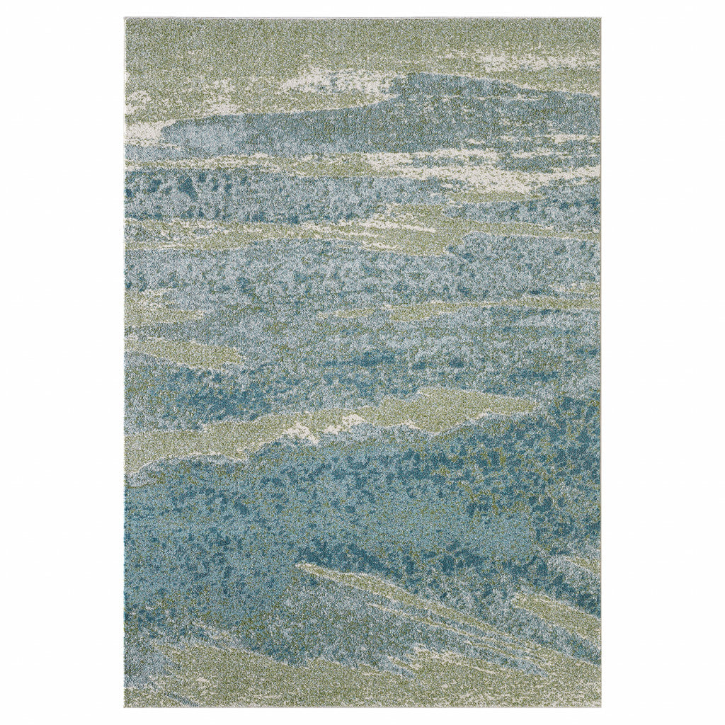 3’ x 5’ Blue Sage Impressionistic Ocean Area Rug