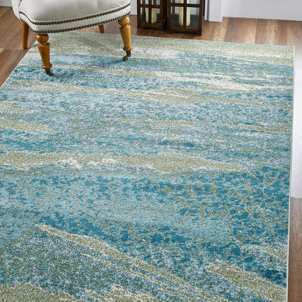 3’ x 5’ Blue Sage Impressionistic Ocean Area Rug