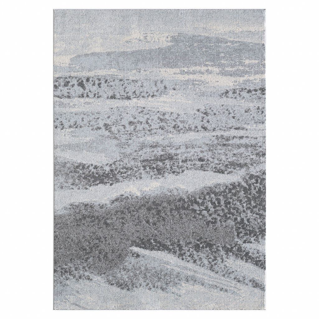 3’ x 5’ Blue Gray Abstract Mist Modern Area Rug