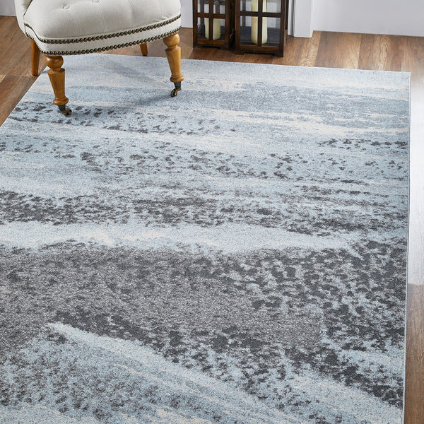 3’ x 5’ Blue Gray Abstract Mist Modern Area Rug