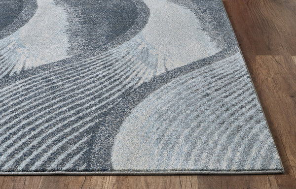 3’ x 5’ Gray Blue Abstract Waves Modern Area Rug