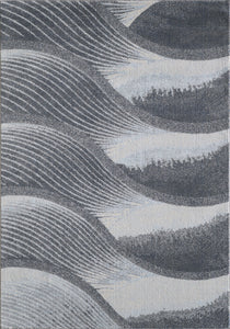 3’ x 5’ Gray Blue Abstract Waves Modern Area Rug