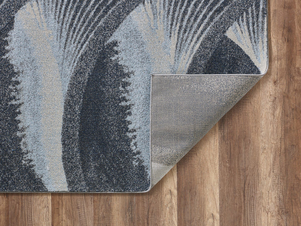 3’ x 5’ Gray Blue Abstract Waves Modern Area Rug