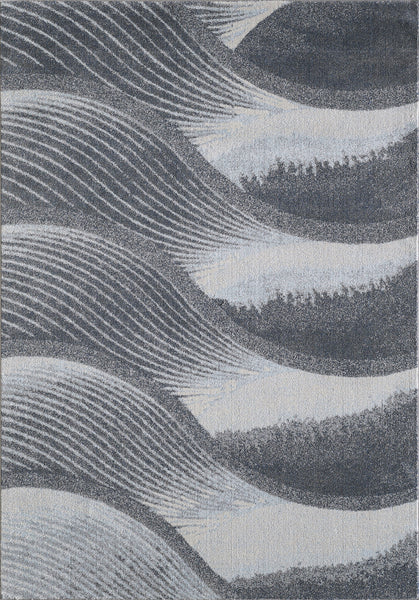 3’ x 5’ Gray Blue Abstract Waves Modern Area Rug