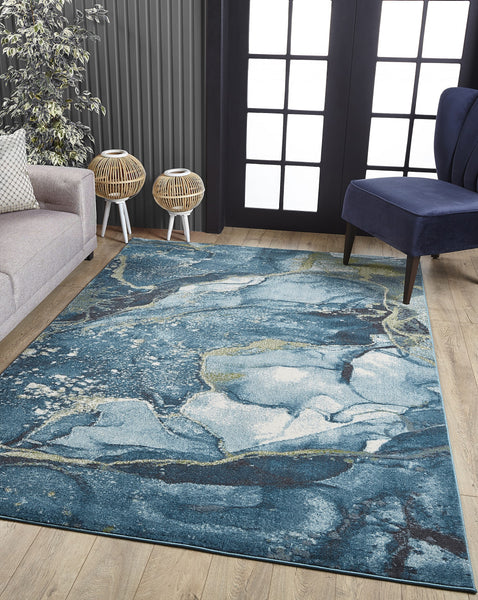 3’ x 5’ Blue Sage Abstract Stone Modern Area Rug