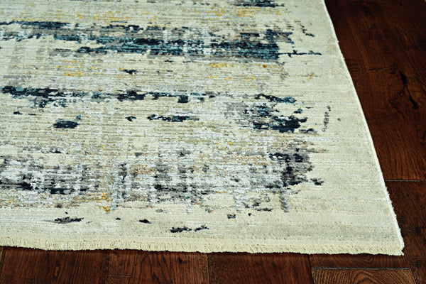 2’ x 8’ Blue White Distressed Traditional Runner Rug