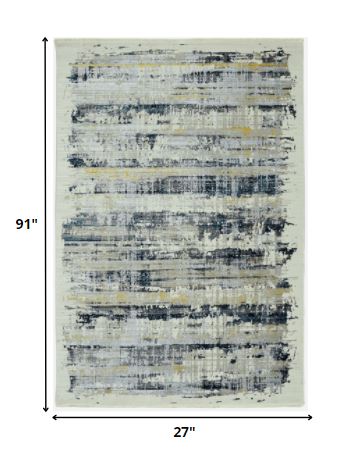 4’ x 6’ Blue White Distressed Traditional Area Rug