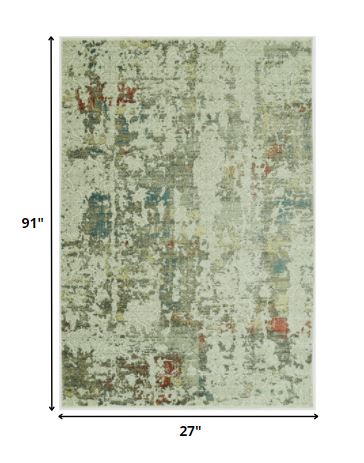 2’ x 8’ Sage Ivory Weathered Vintage Runner Rug