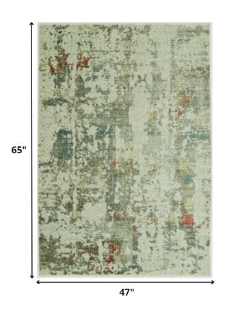 4’ x 6’ Sage Ivory Weathered Vintage Area Rug