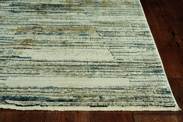 2’ x 8’ Blue Ivory Abstract Striped Runner Rug