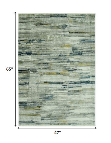 4’ x 6’ Blue Ivory Abstract Striped Area Rug