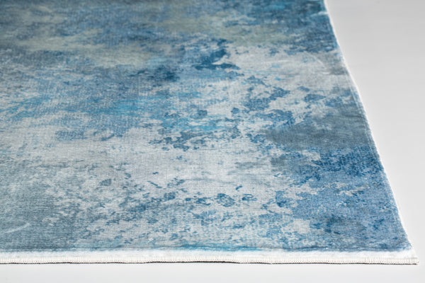 2’ x 7’ Blue White Abstract Sky Runner Rug