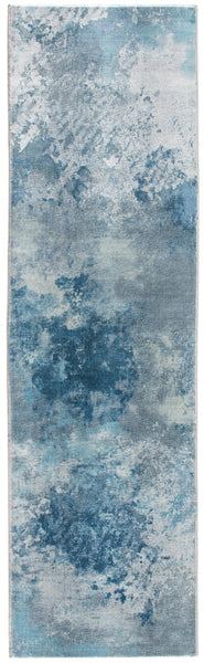 2’ x 7’ Blue White Abstract Sky Runner Rug