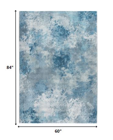 5’ x 8’ Blue White Abstract Sky Area Rug