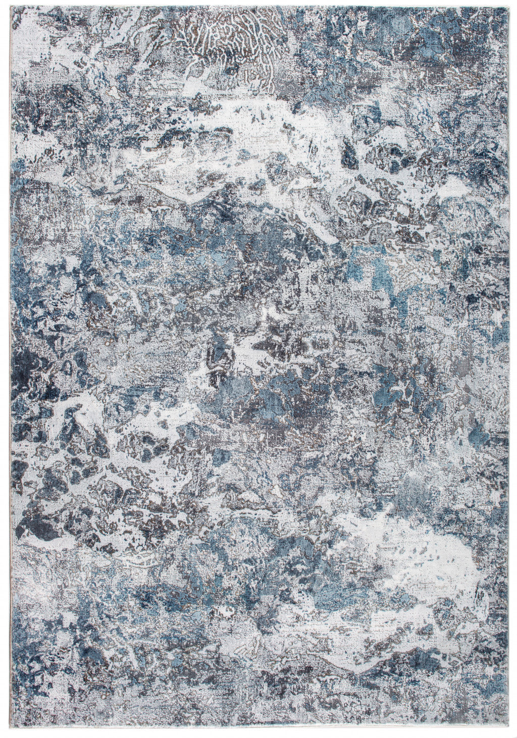 2’ x 7’ Gray Blue Abstract Galaxy Runner Rug