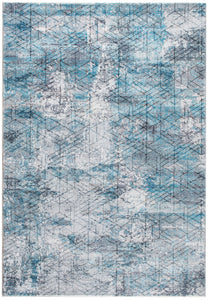 2’ x 7’ Blue Gray Abstract Cuboid Modern Runner Rug