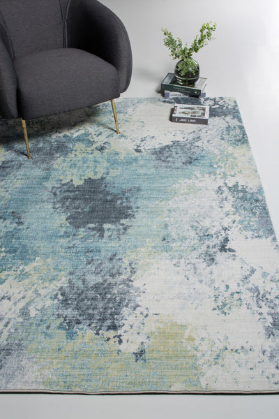 2’ x 7’ Blue Yellow Abstract Sky Runner Rug