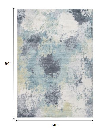 5’ x 8’ Blue Yellow Abstract Sky Area Rug