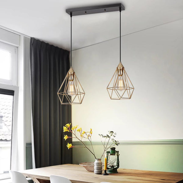 Mod Gold Geo Diamond Cage Pendant Light