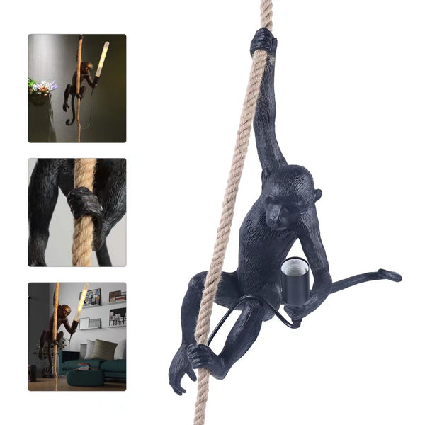 Hanging Monkey on a Rope Pendant Lamp