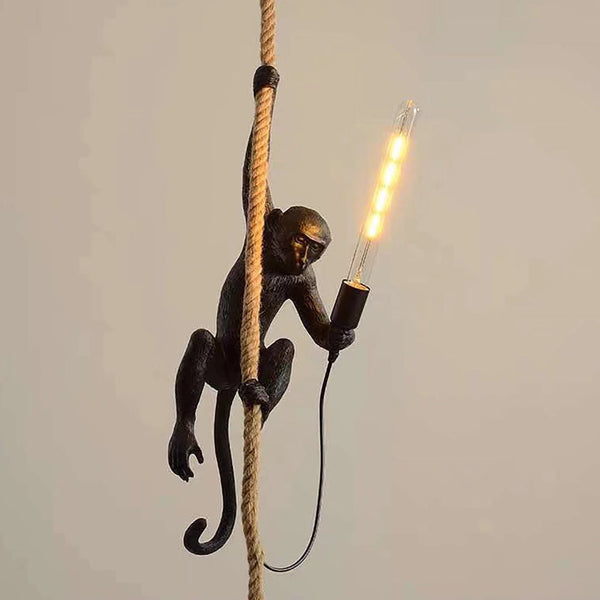 Hanging Monkey on a Rope Pendant Lamp