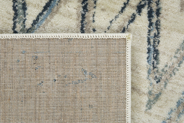 3’ x 5’ Beige Blue Distressed Chevron Area Rug