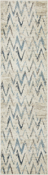 3’ x 5’ Beige Blue Distressed Chevron Area Rug