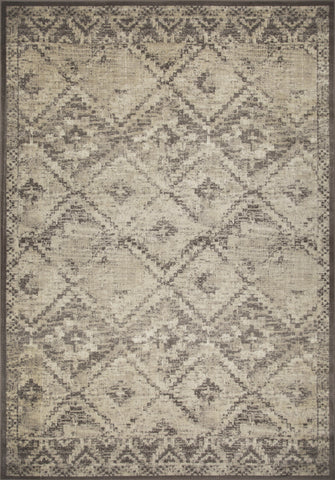 3’ x 5’ Gray Beige Distressed Diamond Area Rug