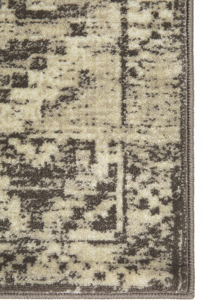 5’ x 8’ Gray Beige Distressed Diamond Area Rug