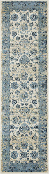 2’ x 8’ Blue Ivory Distressed Oriental Runner Rug