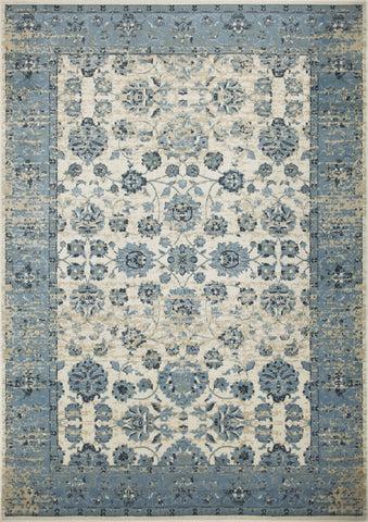 3’ x 5’ Blue Ivory Distressed Oriental Area Rug