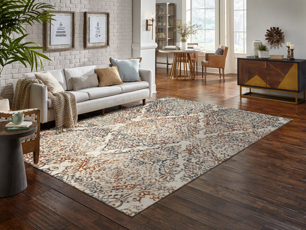 5’ x 8’ Ivory Brown Decorative Diamond Area Rug