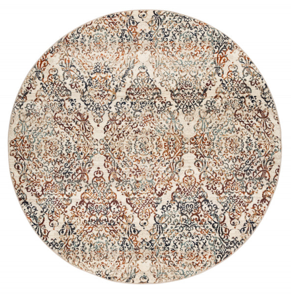 5’ x 8’ Ivory Brown Decorative Diamond Area Rug